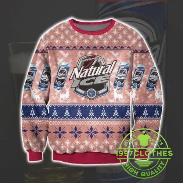 Natural Ice Beer Ugly Christmas Sweater, Beer Ugly Sweater