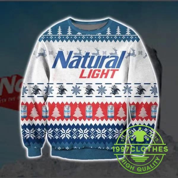 Natural Light Ugly Christmas Sweater, Beer Ugly Sweater