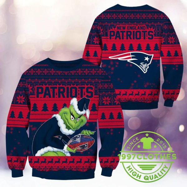 New England Patriots Grinch Stolen Christmas Ugly Sweater, New England Patriots Ugly Sweater, NFL Ugly Sweater