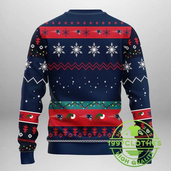 New England Patriots Grinch Ugly Christmas Sweater, New England Patriots Ugly Sweater, NFL Ugly Sweater