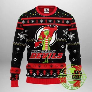 New Jersey Devils Funny Grinch Ugly Christmas Sweater 1