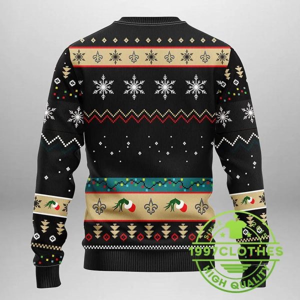 New Orleans Saints Grinch Ugly Christmas Sweater, New Orleans Saints Ugly Sweater, NFL Ugly Sweater