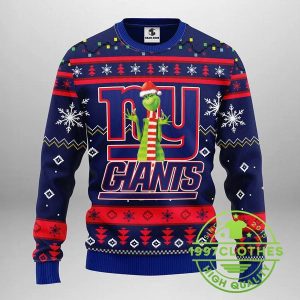 New York Giants Funny Grinch Ugly Christmas Sweater 1