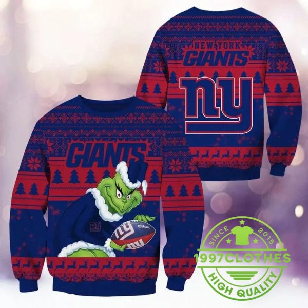 New York Giants Grinch Stolen Christmas Ugly Sweater, New York Giants Ugly Sweater, NFL Ugly Sweater