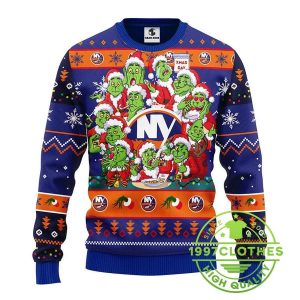 New York Islanders 12 Grinch Xmas Day Ugly Christmas Sweater 1