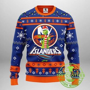 New York Islanders Funny Grinch Ugly Christmas Sweater 1