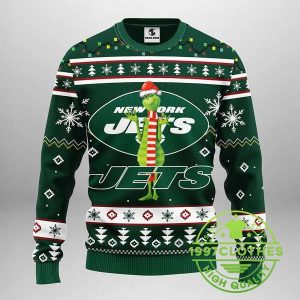 New York Jets Funny Grinch Ugly Christmas Sweater 1