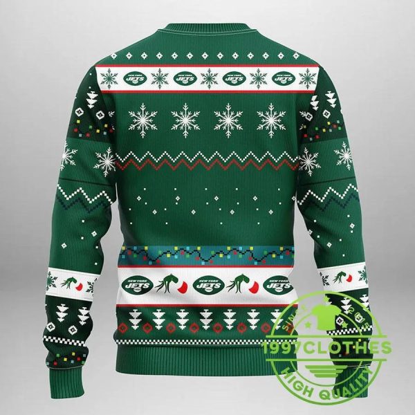 New York Jets Grinch Ugly Christmas Sweater, New York Jets Ugly Sweater, NFL Ugly Sweater