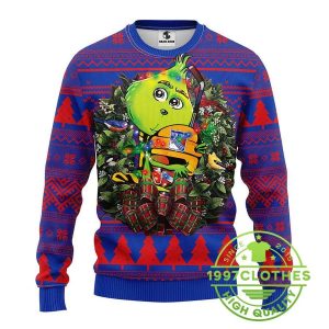 New York Rangers Grinch Hug Ugly Christmas Sweater 1