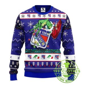 New York Rangers Grinch Ugly Christmas Sweater 1