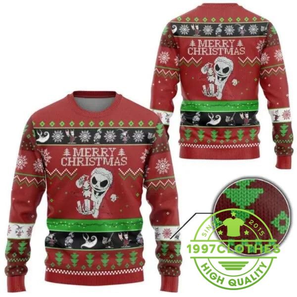 Nightmare Before Christmas Jack Skellington Ugly Sweater, Halloween Christmas Sweater