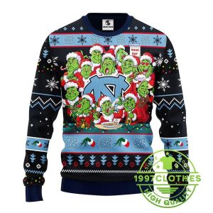 North Carolina Tar Heels 12 Grinch Xmas Day Ugly Christmas Sweater 1