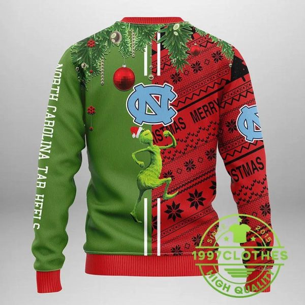 North Carolina Tar Heels Grinch & Scooby-doo Ugly Christmas Sweater, North Carolina Tar Heels Ugly Sweater, NBA Ugly Sweater