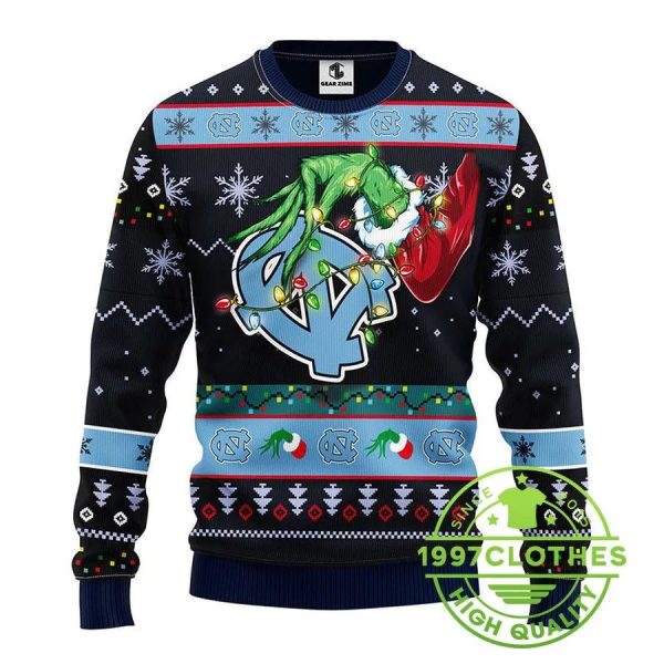 North Carolina Tar Heels Grinch Ugly Christmas Sweater, North Carolina Tar Heels Ugly Sweater, NBA Ugly Sweater