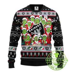 Oakland Raiders 12 Grinch Xmas Day Ugly Christmas Sweater 1 2