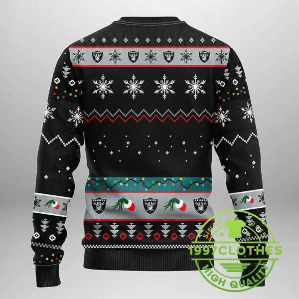 Oakland Raiders Grinch Ugly Christmas Sweater, Oakland Raiders Ugly Sweater, NFL Ugly Sweater