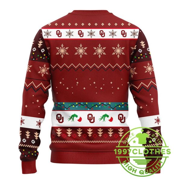 Oklahoma Sooners Grinch Ugly Christmas Sweater, Oklahoma Sooners Ugly Sweater, NCAA Ugly Sweater