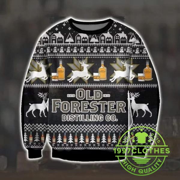 Old Forester Ugly Christmas Sweater, Beer Ugly Sweater