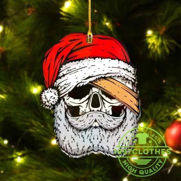 One- Eyed Santa Evil Skull Christmas Ornament, Skull Christmas Decorations