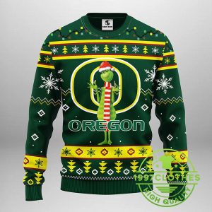 Oregon Ducks Funny Grinch Ugly Christmas Sweater 1