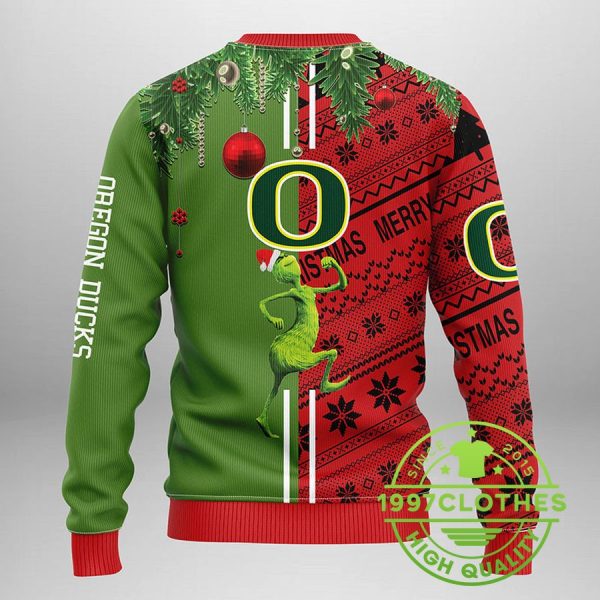 Oregon Ducks Grinch & Scooby-doo Ugly Christmas Sweater, Oregon Duck Ugly Sweater, NCAA Ugly Sweater