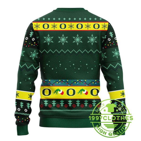 Oregon Ducks Grinch Ugly Christmas Sweater, Oregon Duck Ugly Sweater, NCAA Ugly Sweater