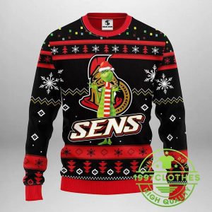 Ottawa Senators Funny Grinch Ugly Christmas Sweater 1