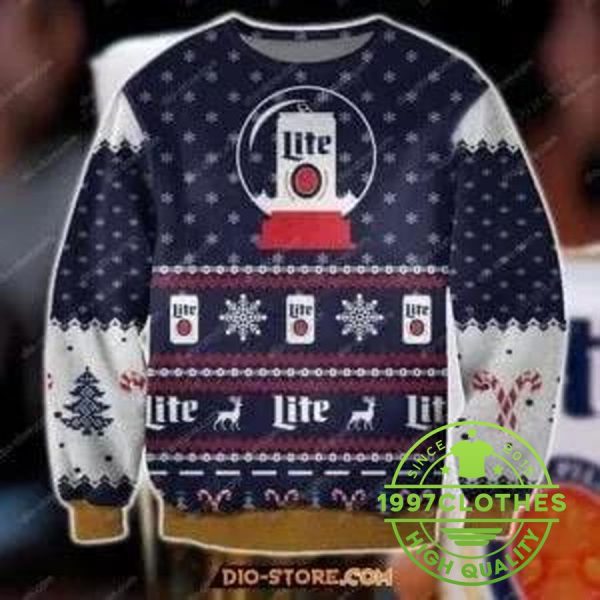 Pattern Miller Lite Ugly Christmas Sweater, Miller Lite Sweater, Beer Ugly Sweater