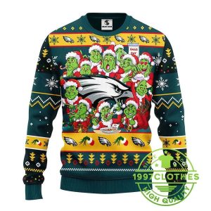 Philadelphia Eagles 12 Grinch Xmas Day Ugly Christmas Sweater 1 1