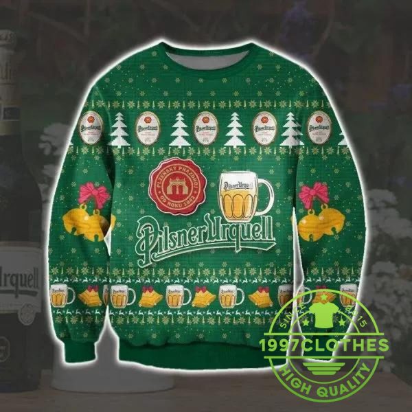 Pilsner Urquell Ugly Christmas Sweater, Beer Ugly Sweater