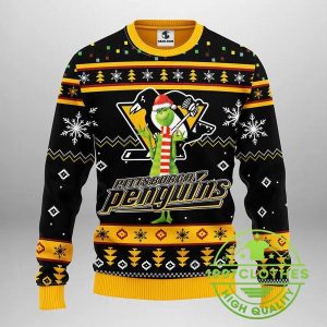 Pittsburgh Penguins Funny Grinch Ugly Christmas Sweater 1