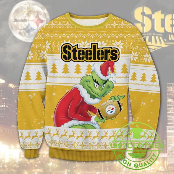 Pittsburgh Steelers Grinch Stolen Christmas Ugly Sweater, Pittsburgh Steelers Ugly Sweater, NFL Ugly Sweater