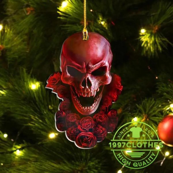 Red Blood Skull Christmas Ornament, Skull Christmas Decorations