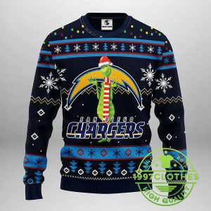 San Diego Chargers Funny Grinch Ugly Christmas Sweater 1