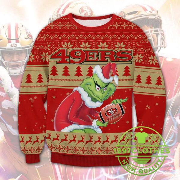 San Francisco 49Ers Grinch Stolen Christmas Ugly Sweater, San Francisco 49ers Ugly Sweater, NFL Ugly Sweater