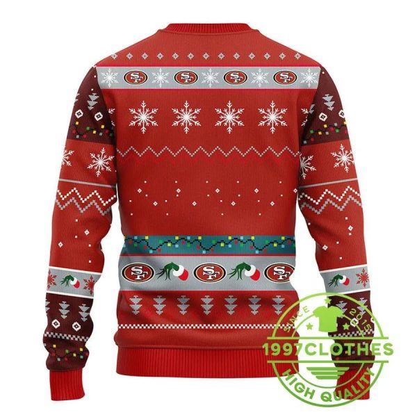 San Francisco 49ers 12 Grinch Xmas Day Ugly Christmas Sweater, San Francisco 49ers Ugly Sweater, NFL Ugly Sweater