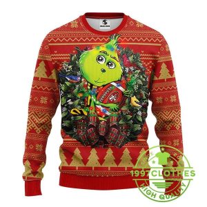 San Francisco 49ers Grinch Hug Ugly Christmas Sweater 1