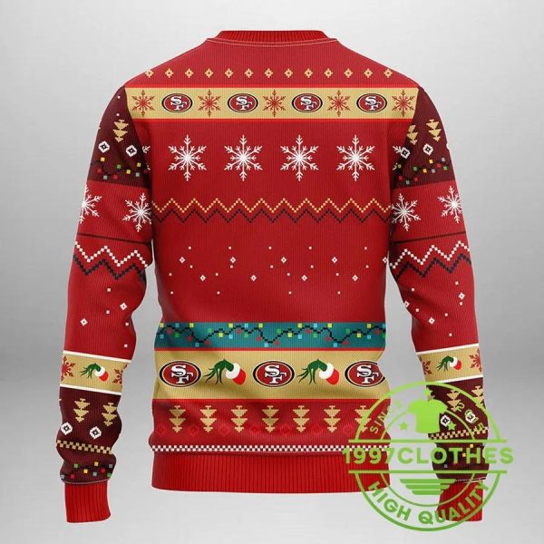 San Francisco 49ers Grinch Ugly Christmas Sweater, San Francisco 49ers Ugly Sweater, NFL Ugly Sweater