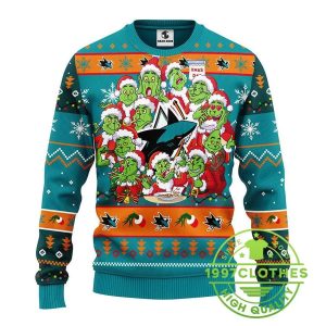 San Jose Sharks 12 Grinch Xmas Day Ugly Christmas Sweater 1