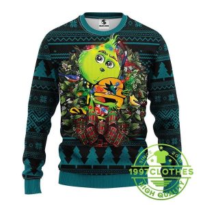 San Jose Sharks Grinch Hug Ugly Christmas Sweater 1