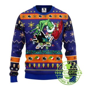 San Jose Sharks Grinch Ugly Christmas Sweater 1