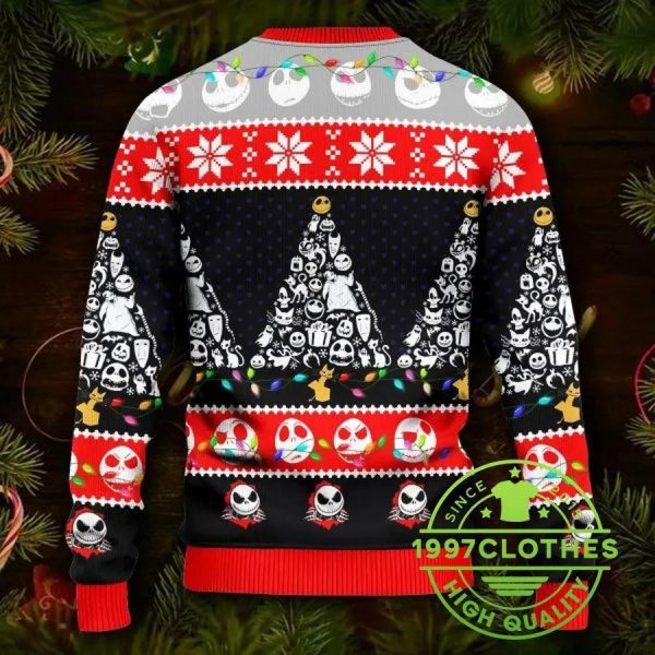 Santa Skeleton Sweater, The Nightmare Before Christmas Jack Skellington Ugly Christmas Sweater, Jack Skellington Ugly Sweater