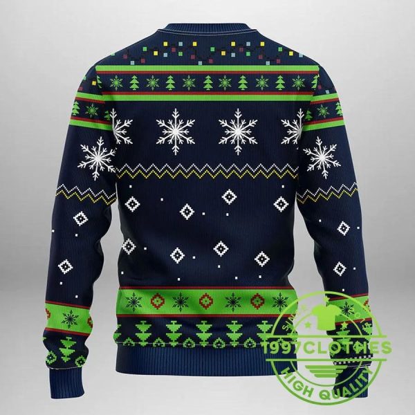 Seattle Seahawks Funny Grinch Ugly Christmas Sweater, Seattle Seahawks Ugly Sweater, NFL Ugly Sweater