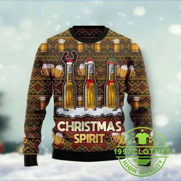 Spirit Beer Ugly Christmas Sweater, Beer Ugly Sweater