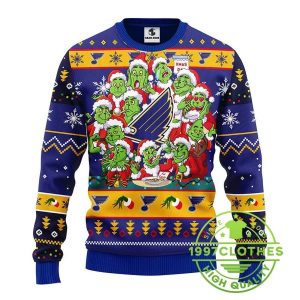 St Louis Blues 12 Grinch Xmas Day Ugly Christmas Sweater 1