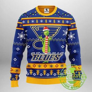 St Louis Blues Funny Grinch Ugly Christmas Sweater 1