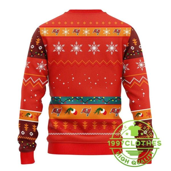 Tampa Bay Buccaneers 12 Grinch Xmas Day Ugly Christmas Sweater, Tampa Bay Buccaneers Ugly Sweater, NFL Ugly Sweater