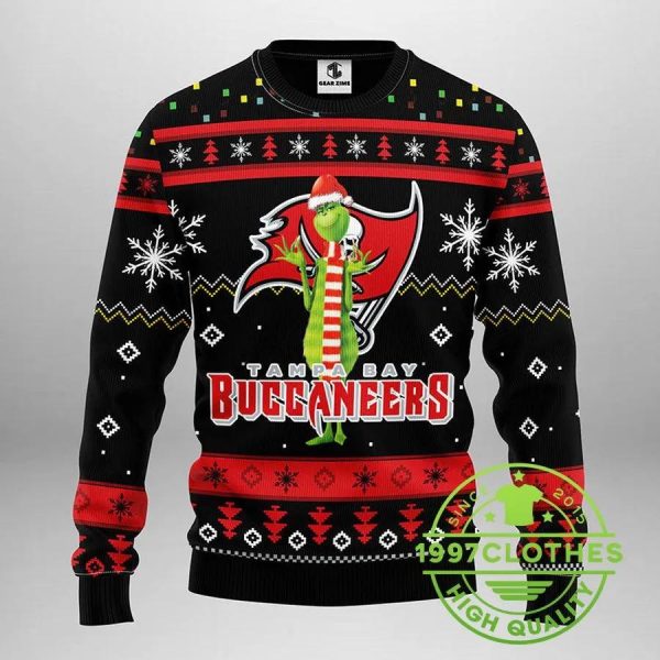 Tampa Bay Buccaneers Funny Grinch Ugly Christmas Sweater, Tampa Bay Buccaneers Ugly Sweater, NFL Ugly Sweater