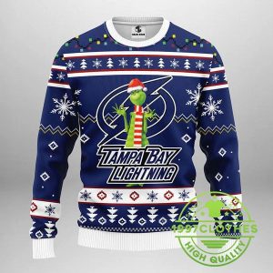 Tampa Bay Lightning Funny Grinch Ugly Christmas Sweater 1