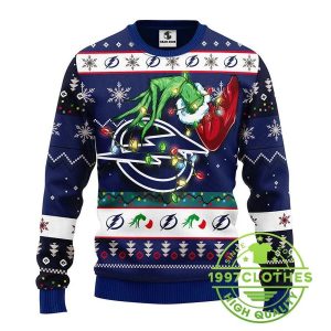 Tampa Bay Lightning Grinch Ugly Christmas Sweater 1